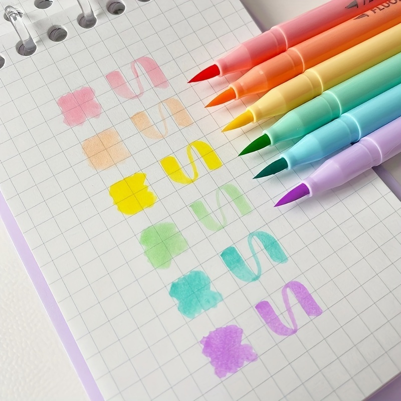 Pastel Highlighter Set Double Ended - 6 stücke Weichen Pinsel Fluoreszenz Stift