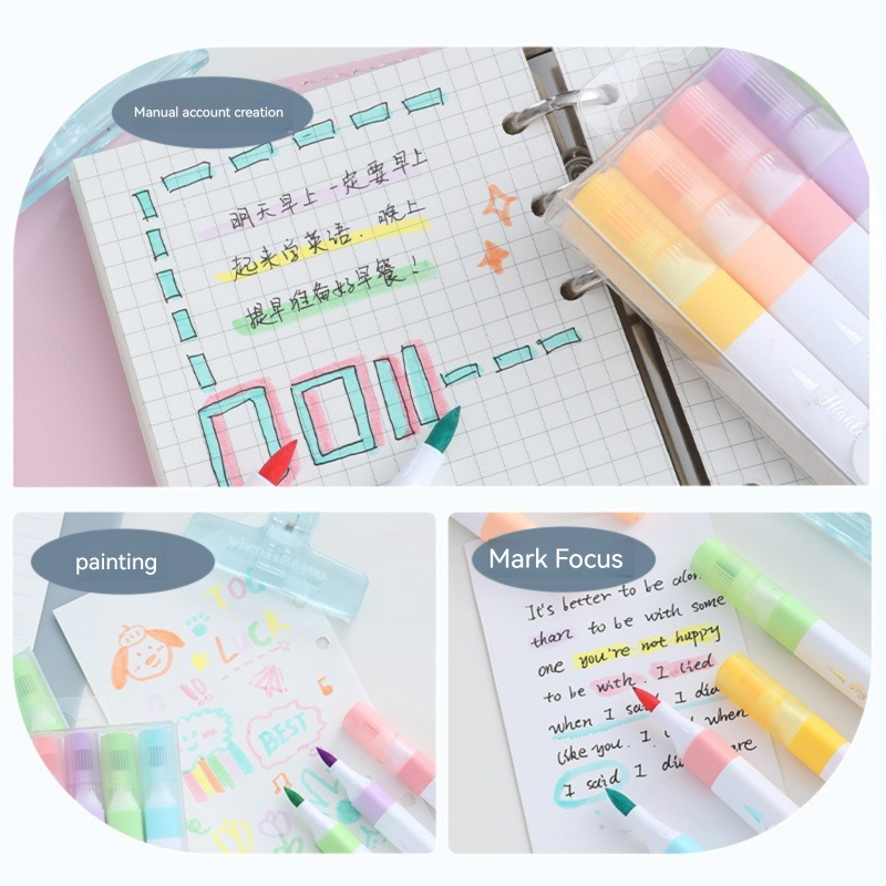 6-Farben-Textmarker-Set in Pas – Pastel Highlighter Set Double Ended Bewertung und Preis